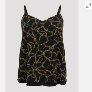 NWT TORRID Sophie camisole top 2x chain print black gold summer dressy glam chic
